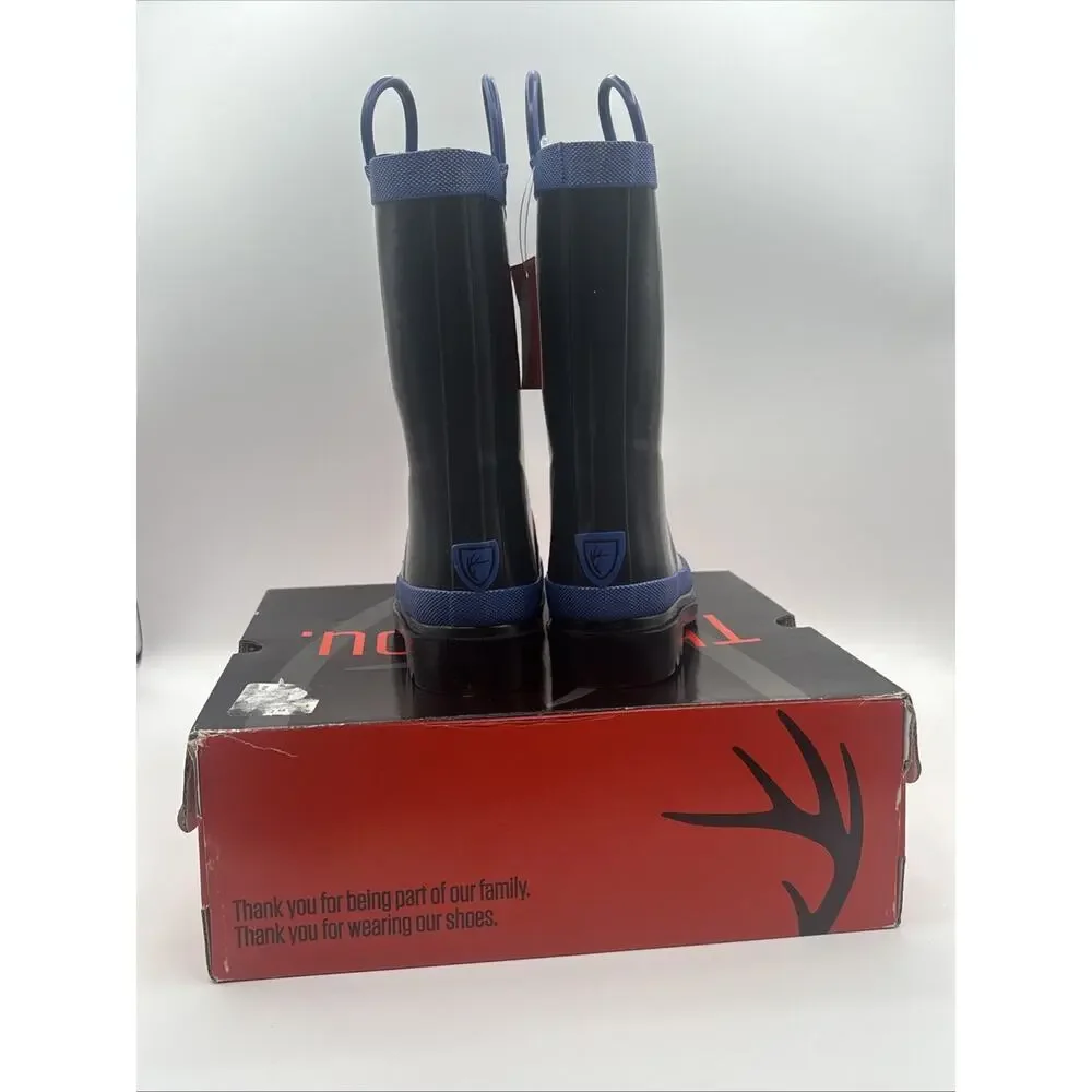 Deer Stags Cloudburst Kids Rain Boots Waterproof Little Boys‎ Size 9 Black/Blue